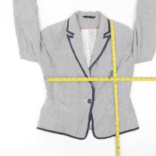 Dunnes Women Blue Pinstripe Single-Breasted Blazer Size 12