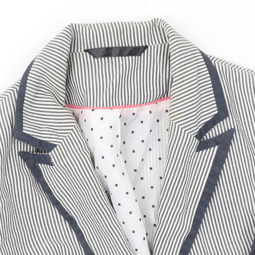 Dunnes Women Blue Pinstripe Single-Breasted Blazer Size 12