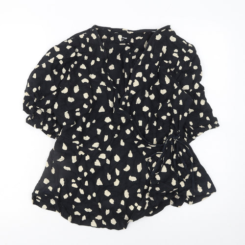 Marks and Spencer Womens Black Animal Print Wrap Blouse Size 12