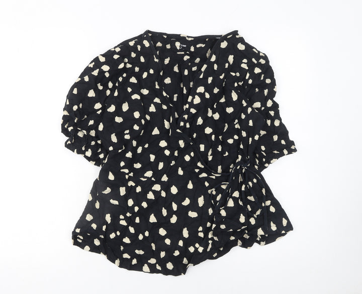 Marks and Spencer Womens Black Animal Print Wrap Blouse Size 12
