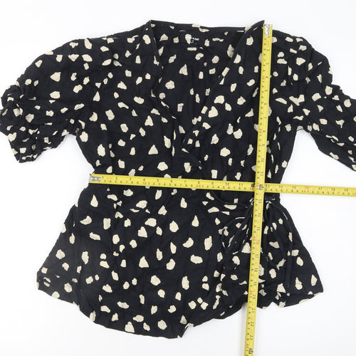 Marks and Spencer Womens Black Animal Print Wrap Blouse Size 12