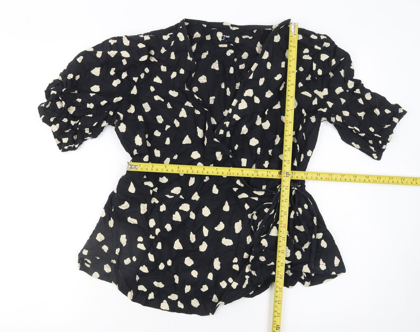 Marks and Spencer Womens Black Animal Print Wrap Blouse Size 12