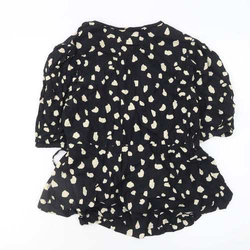 Marks and Spencer Womens Black Animal Print Wrap Blouse Size 12