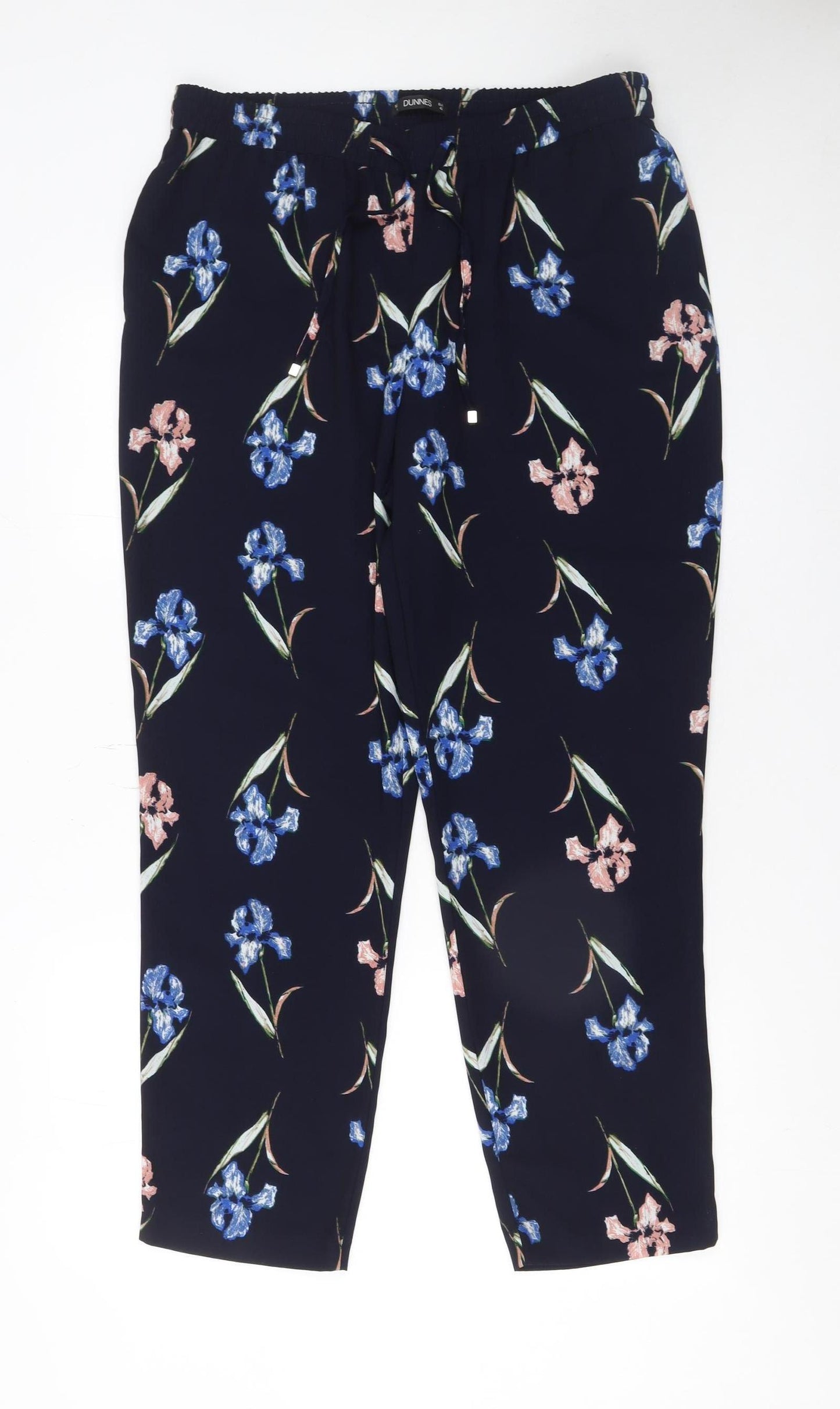 Dunnes Stores Womens Navy Floral Cropped Trousers Size 14