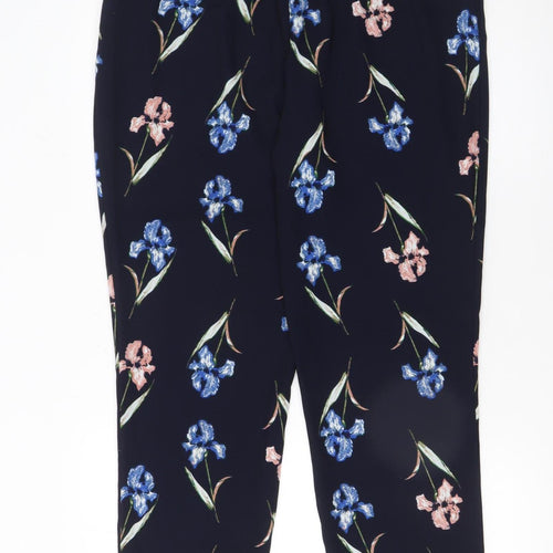 Dunnes Stores Womens Navy Floral Cropped Trousers Size 14