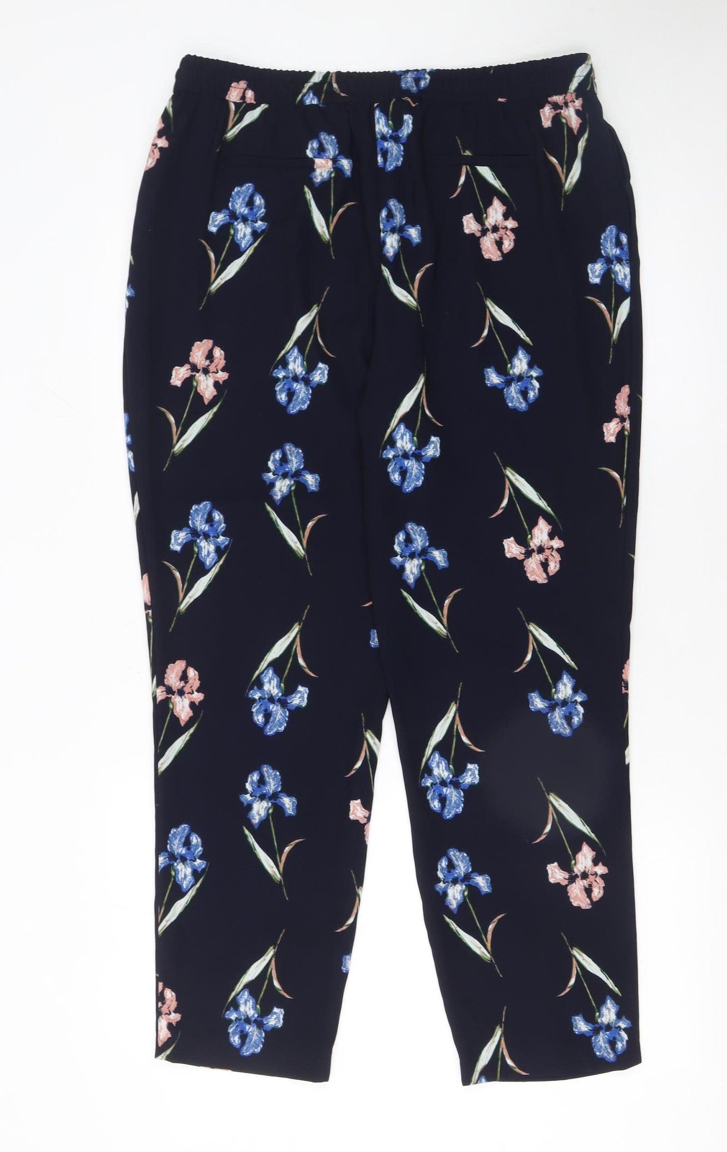 Dunnes Stores Womens Navy Floral Cropped Trousers Size 14