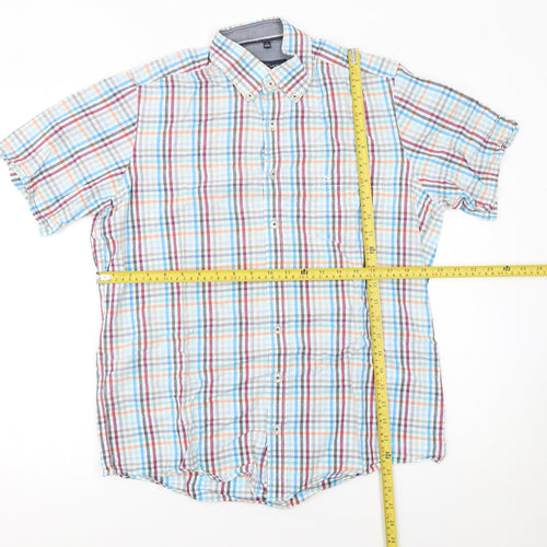Casa Moda Men's Multicoloured Check Short Sleeve Button-Up Shirt M