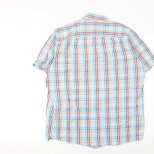 Casa Moda Men's Multicoloured Check Short Sleeve Button-Up Shirt M