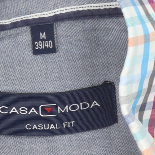 Casa Moda Men's Multicoloured Check Short Sleeve Button-Up Shirt M