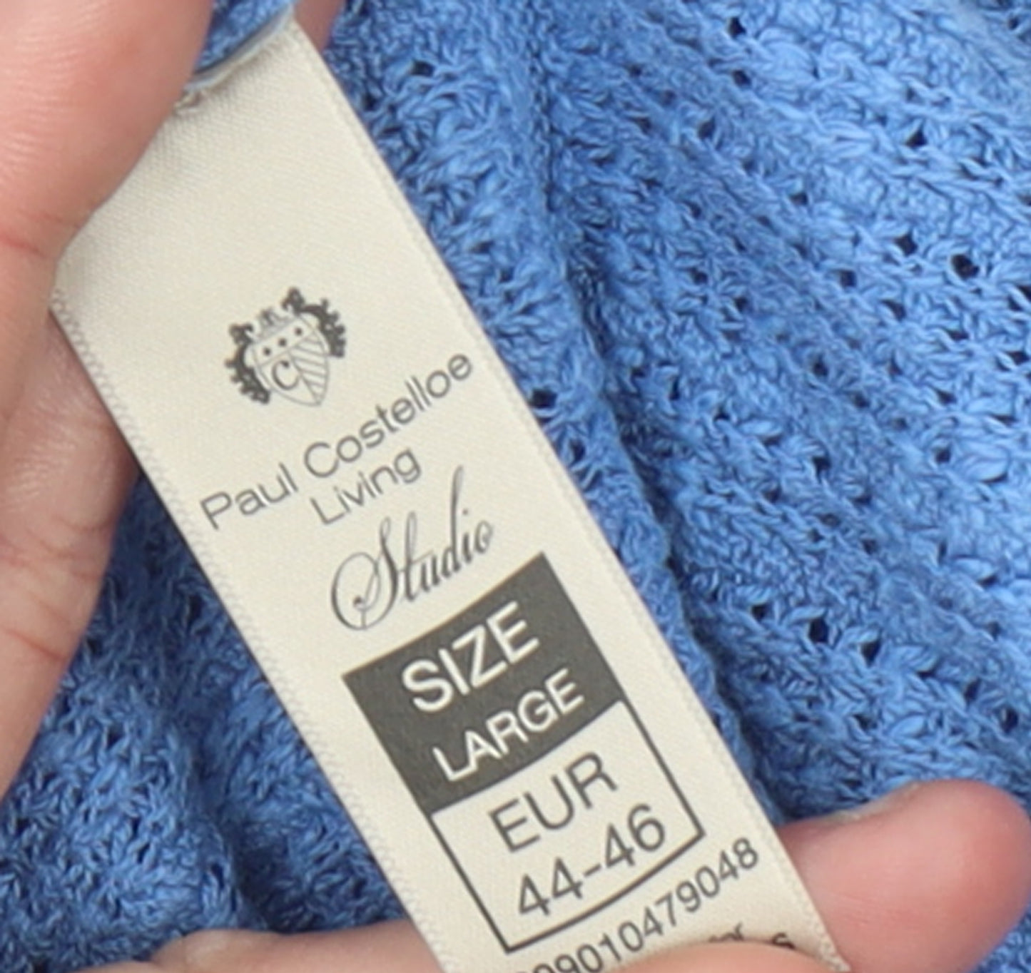 Paul Costelloe Living Women Blue Cotton Linen Relaxed Knit Jumper L