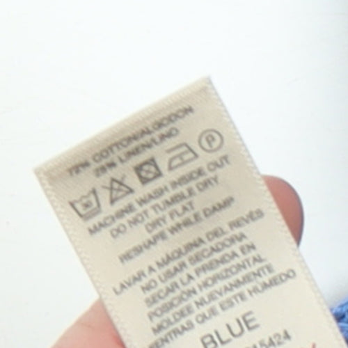 Paul Costelloe Living Women Blue Cotton Linen Relaxed Knit Jumper L