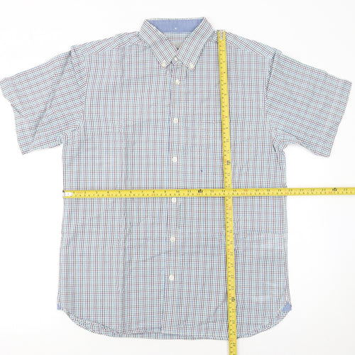Marks and Spencer Men's Multicoloured Check Short Sleeve Cotton Shirt S