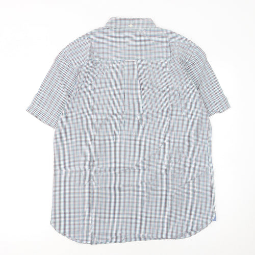 Marks and Spencer Men's Multicoloured Check Short Sleeve Cotton Shirt S