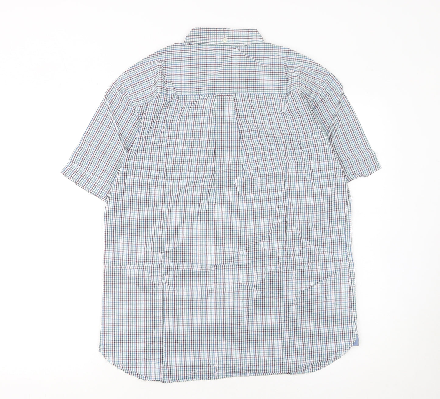 Marks and Spencer Men's Multicoloured Check Short Sleeve Cotton Shirt S