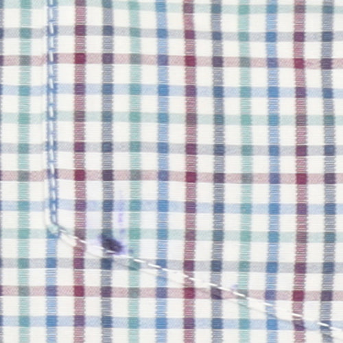 Marks and Spencer Men's Multicoloured Check Short Sleeve Cotton Shirt S
