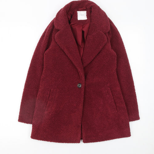 Next Girls Red Faux Shearling Basic Coat 10 Years Lined Winter Outerwear