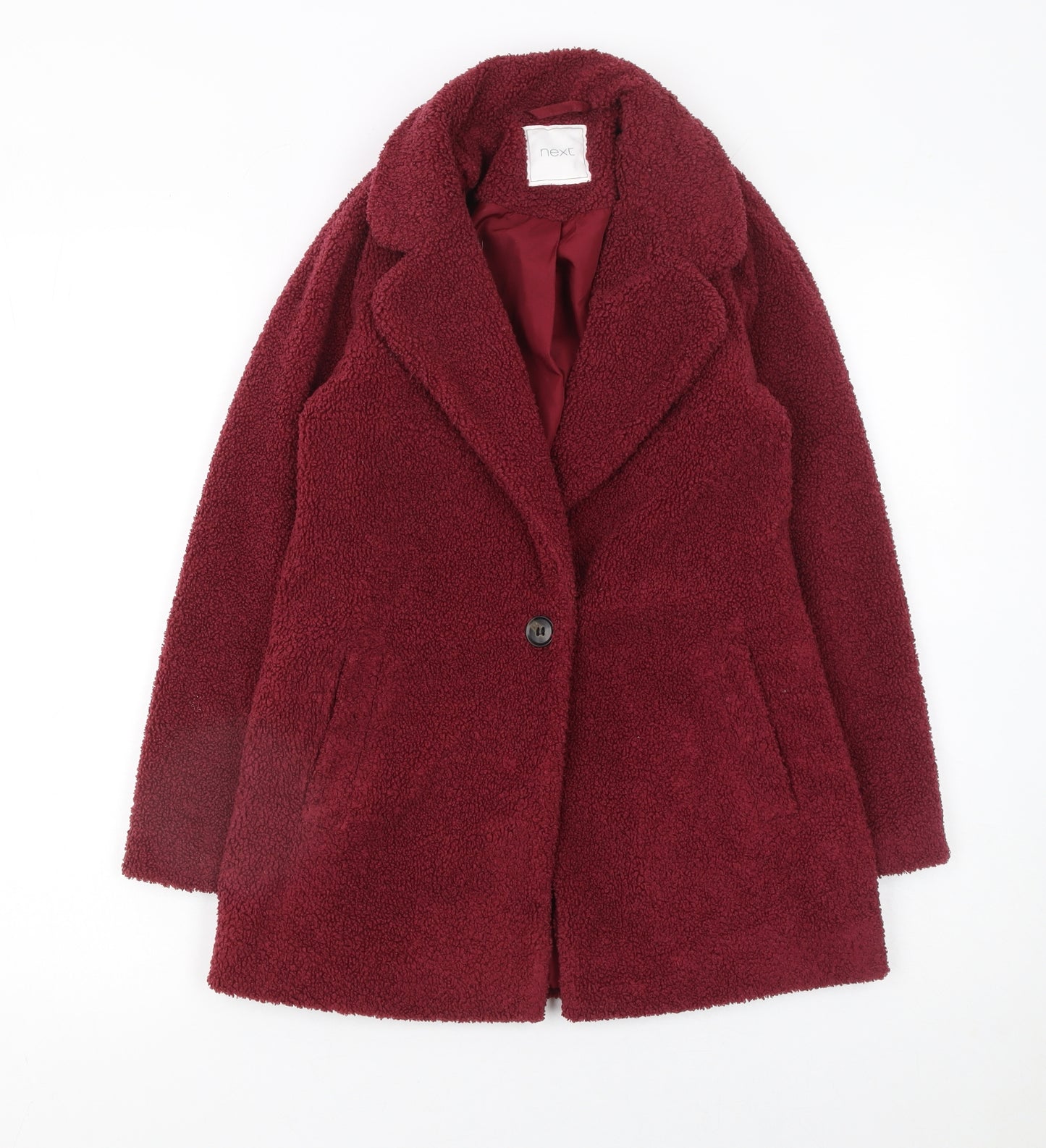 Next Girls Red Faux Shearling Basic Coat 10 Years Lined Winter Outerwear