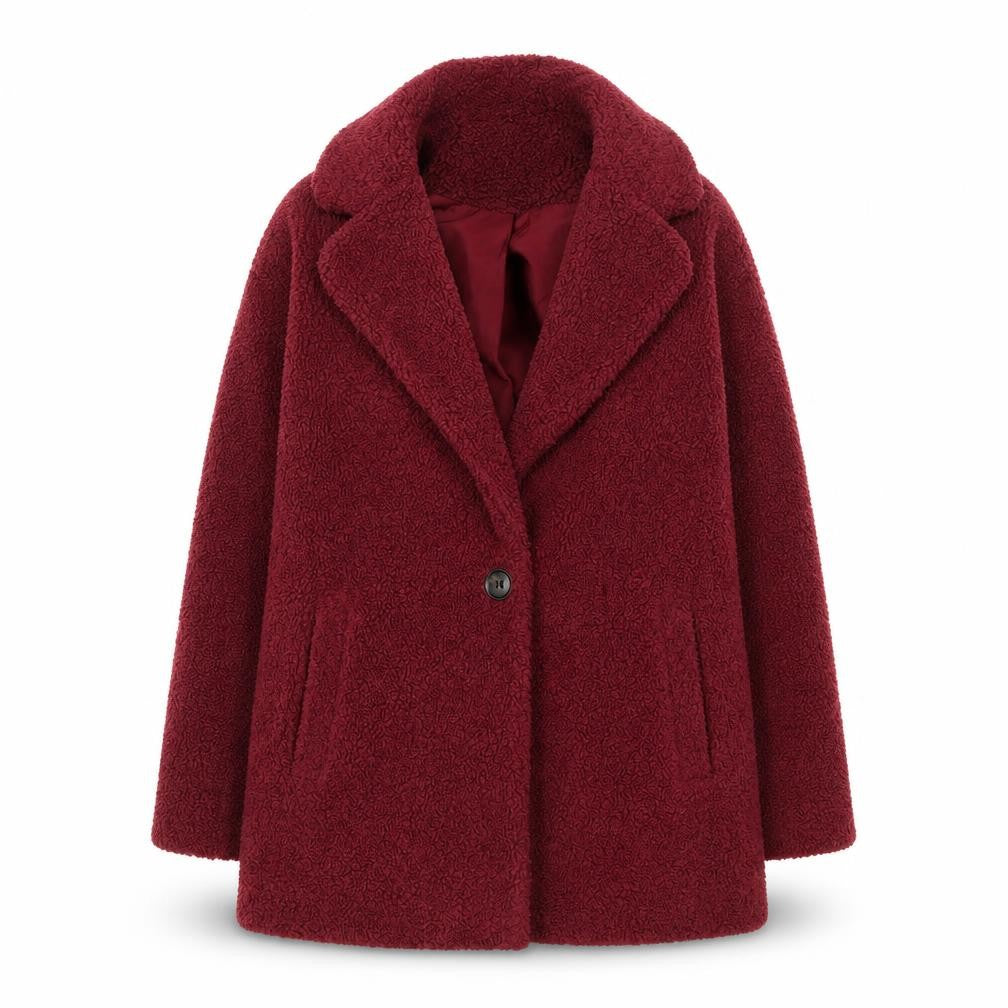 Next Girls Red Faux Shearling Basic Coat 10 Years Lined Winter Outerwear