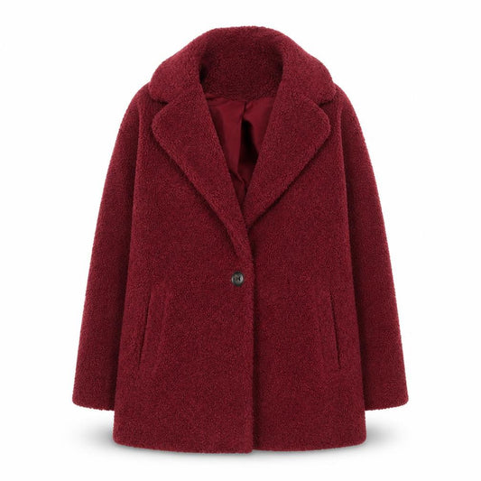 Next Girls Red Faux Shearling Basic Coat 10 Years Lined Winter Outerwear