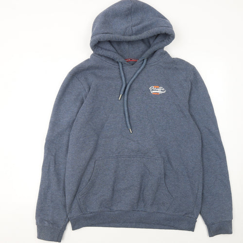 Paraffin Mens Blue 2XL Pullover Hoodie Embroidered Logo Fleece