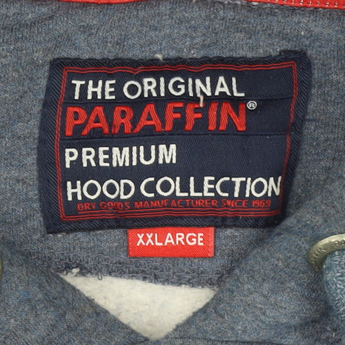 Paraffin Mens Blue 2XL Pullover Hoodie Embroidered Logo Fleece