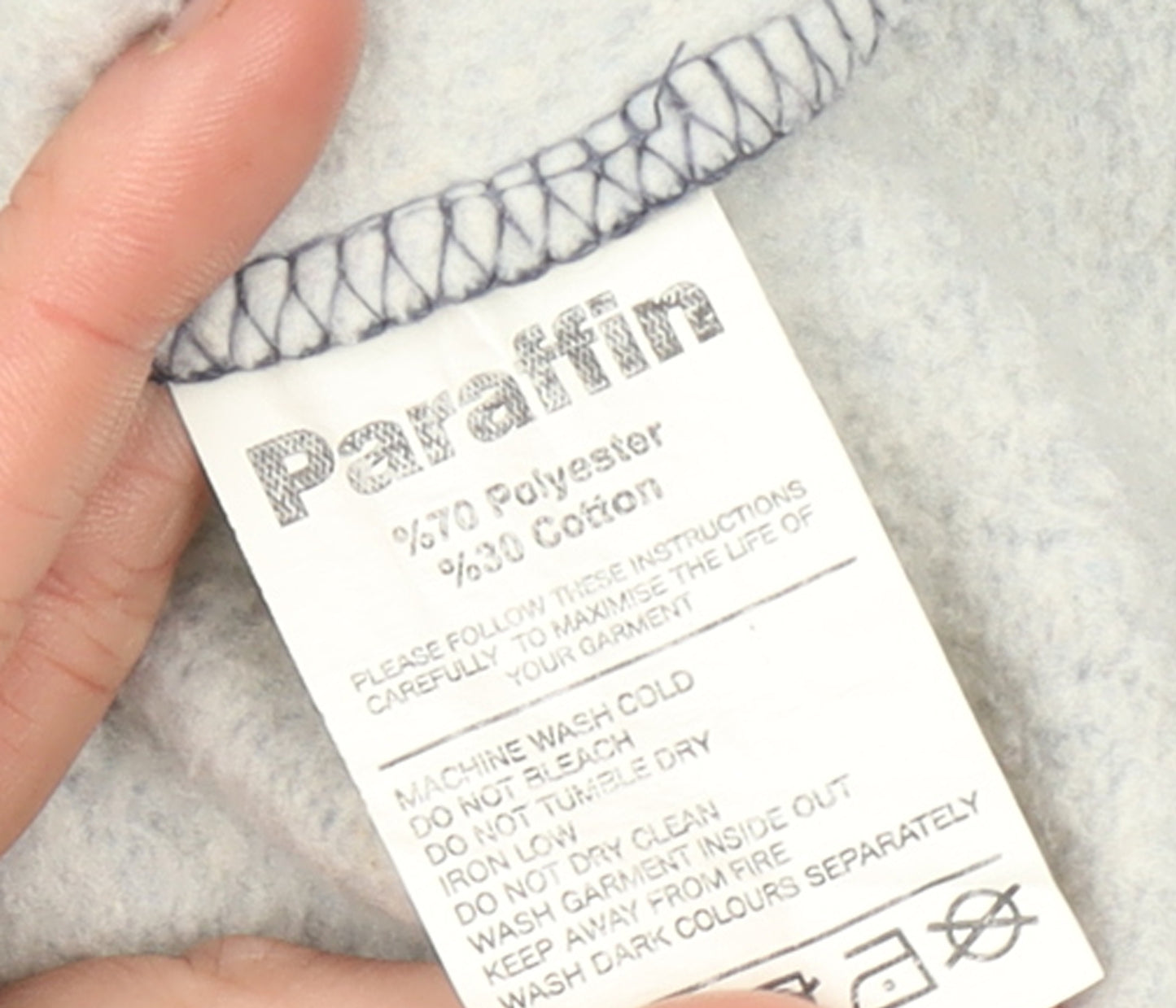 Paraffin Mens Blue 2XL Pullover Hoodie Embroidered Logo Fleece