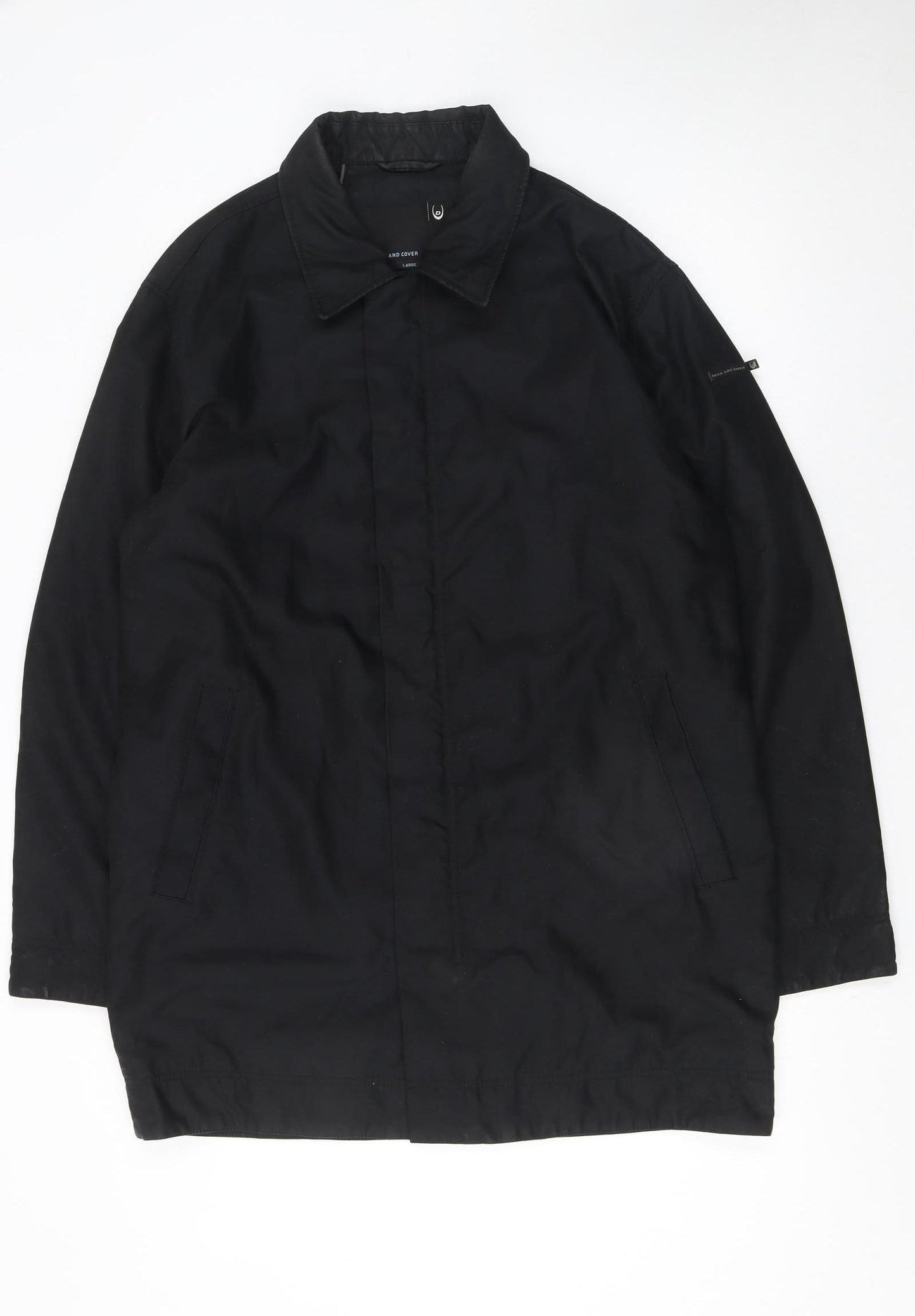 Duck and Cover Men’s Black Mid-Length Overcoat Size L Polyester