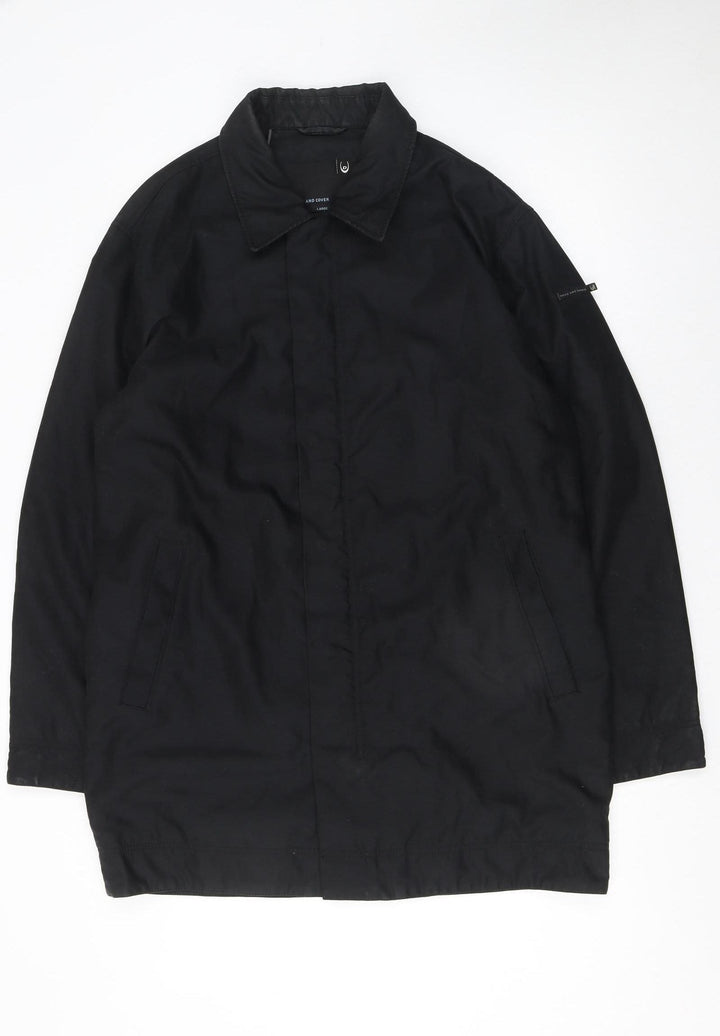 Duck and Cover Men’s Black Mid-Length Overcoat Size L Polyester