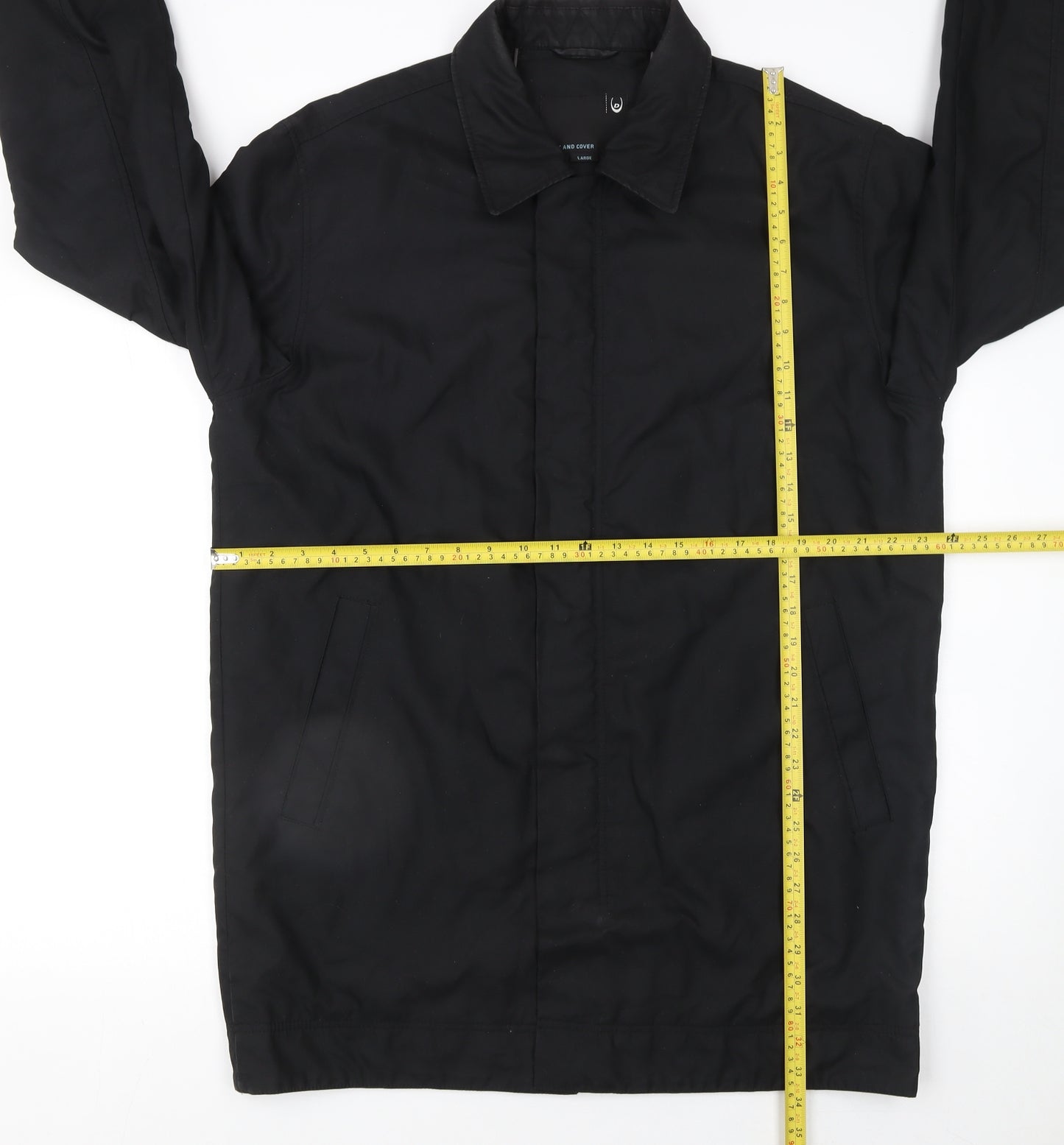 Duck and Cover Men’s Black Mid-Length Overcoat Size L Polyester