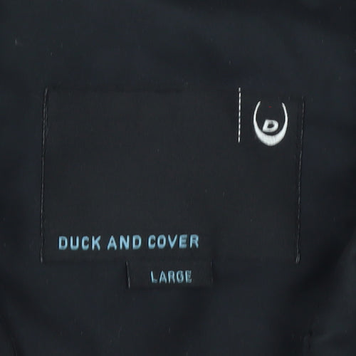 Duck and Cover Men’s Black Mid-Length Overcoat Size L Polyester
