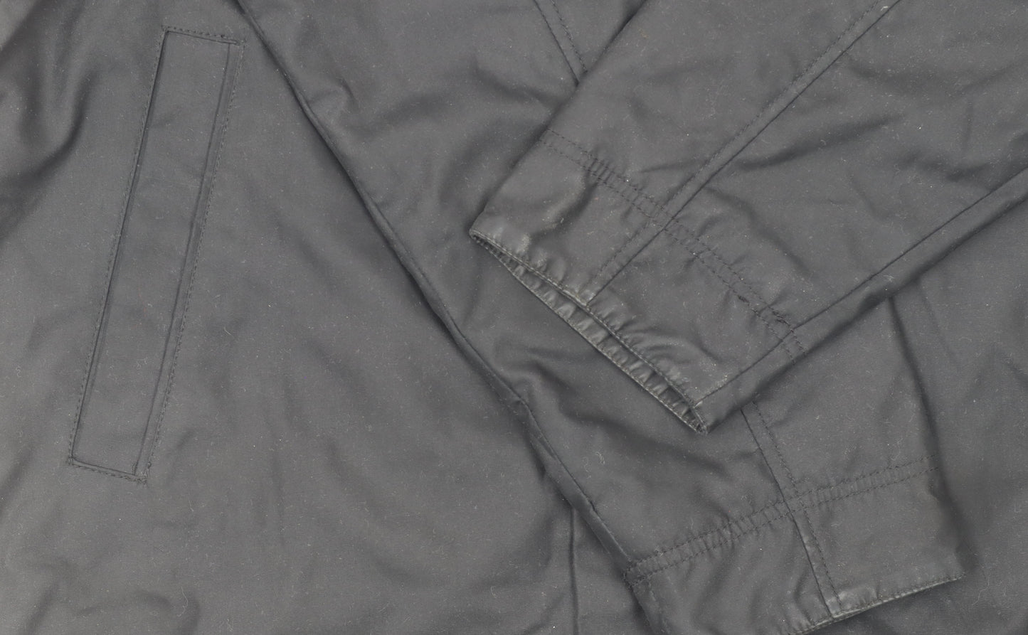 Duck and Cover Men’s Black Mid-Length Overcoat Size L Polyester