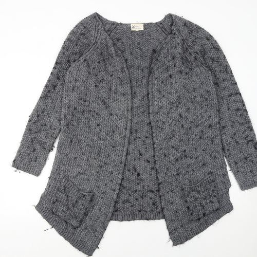 Next Women’s Grey Chunky-Knit Open Cardigan L Wool Blend