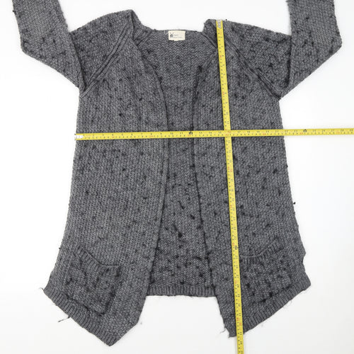Next Women’s Grey Chunky-Knit Open Cardigan L Wool Blend