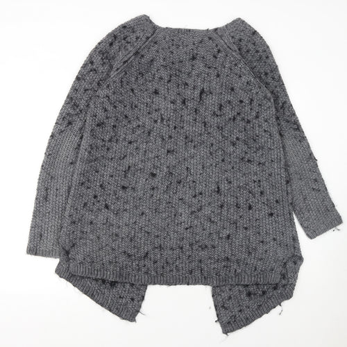 Next Women’s Grey Chunky-Knit Open Cardigan L Wool Blend