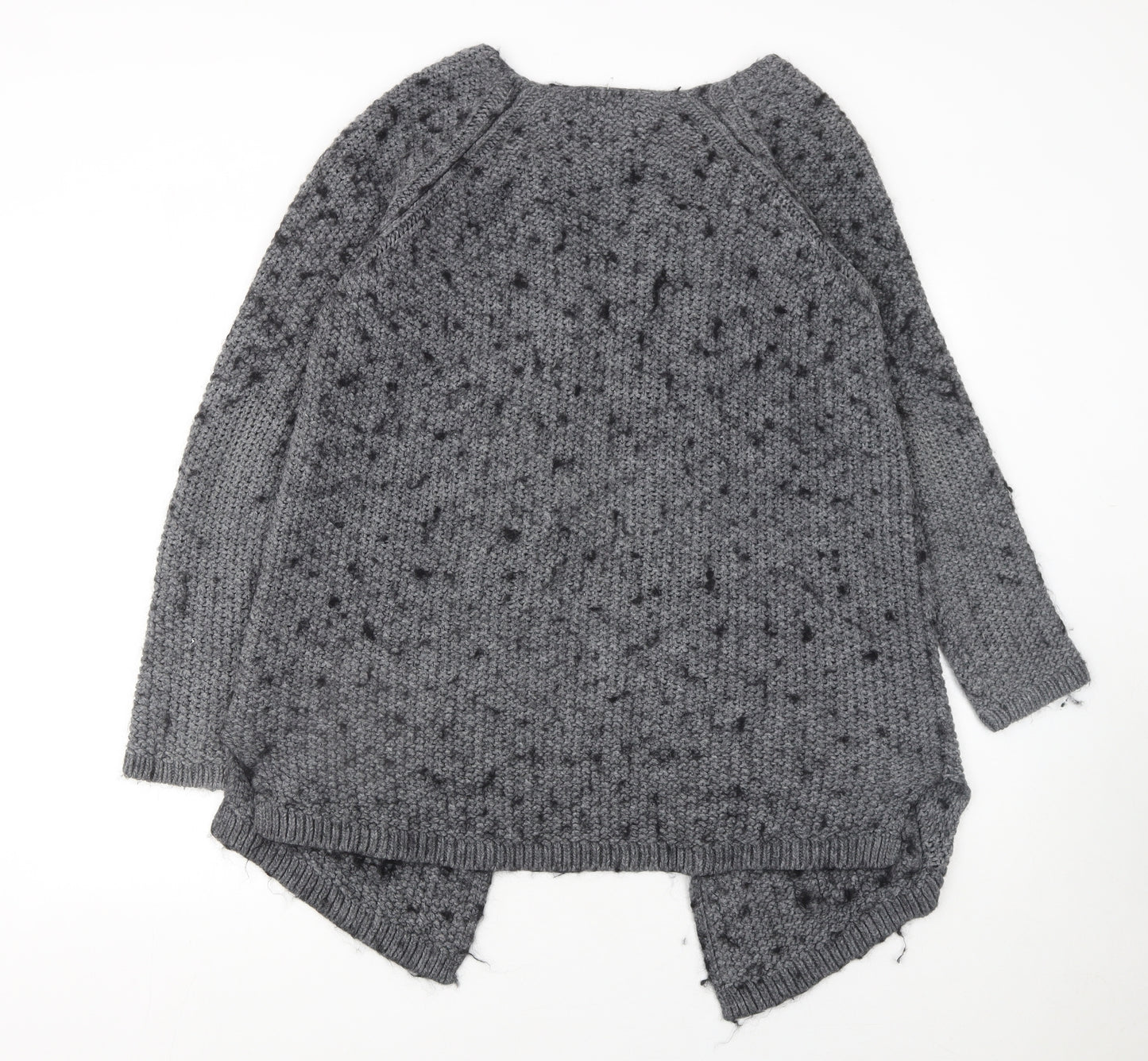 Next Women’s Grey Chunky-Knit Open Cardigan L Wool Blend