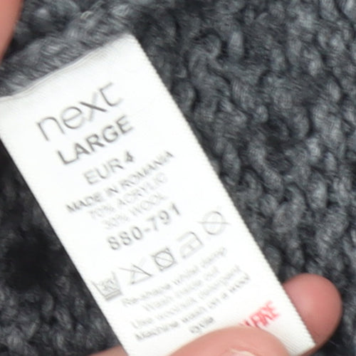 Next Women’s Grey Chunky-Knit Open Cardigan L Wool Blend