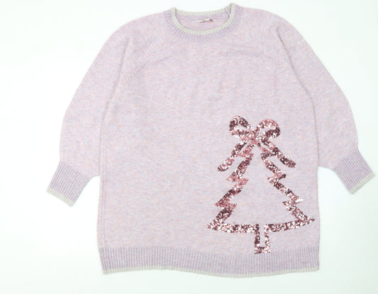 Next Women Pink Sequin Christmas Tree XL Pullover Jumper