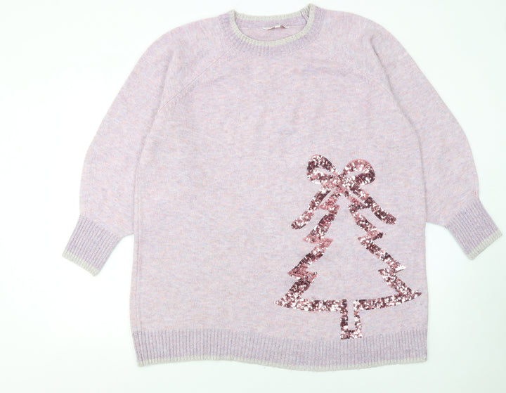 Next Women Pink Sequin Christmas Tree XL Pullover Jumper