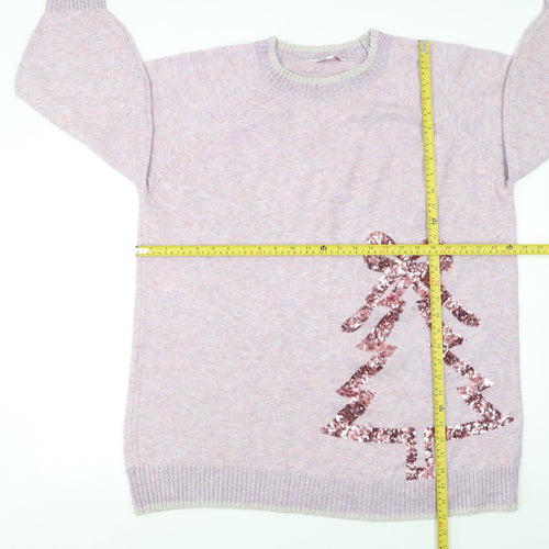 Next Women Pink Sequin Christmas Tree XL Pullover Jumper