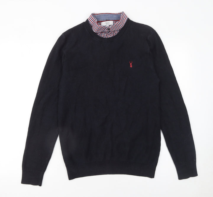 Next Men’s Black Cotton Crew Neck Pullover Jumper M