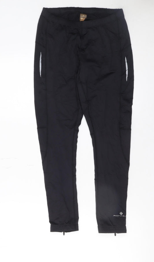 Ronhill Womens Black Size 12 Running Leggings with Zip Pockets