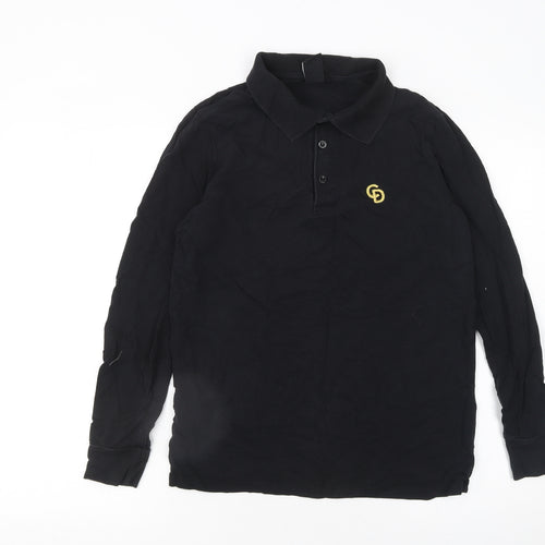Criminal Damage x Topman Men's Black Long Sleeve Polo Shirt Size S