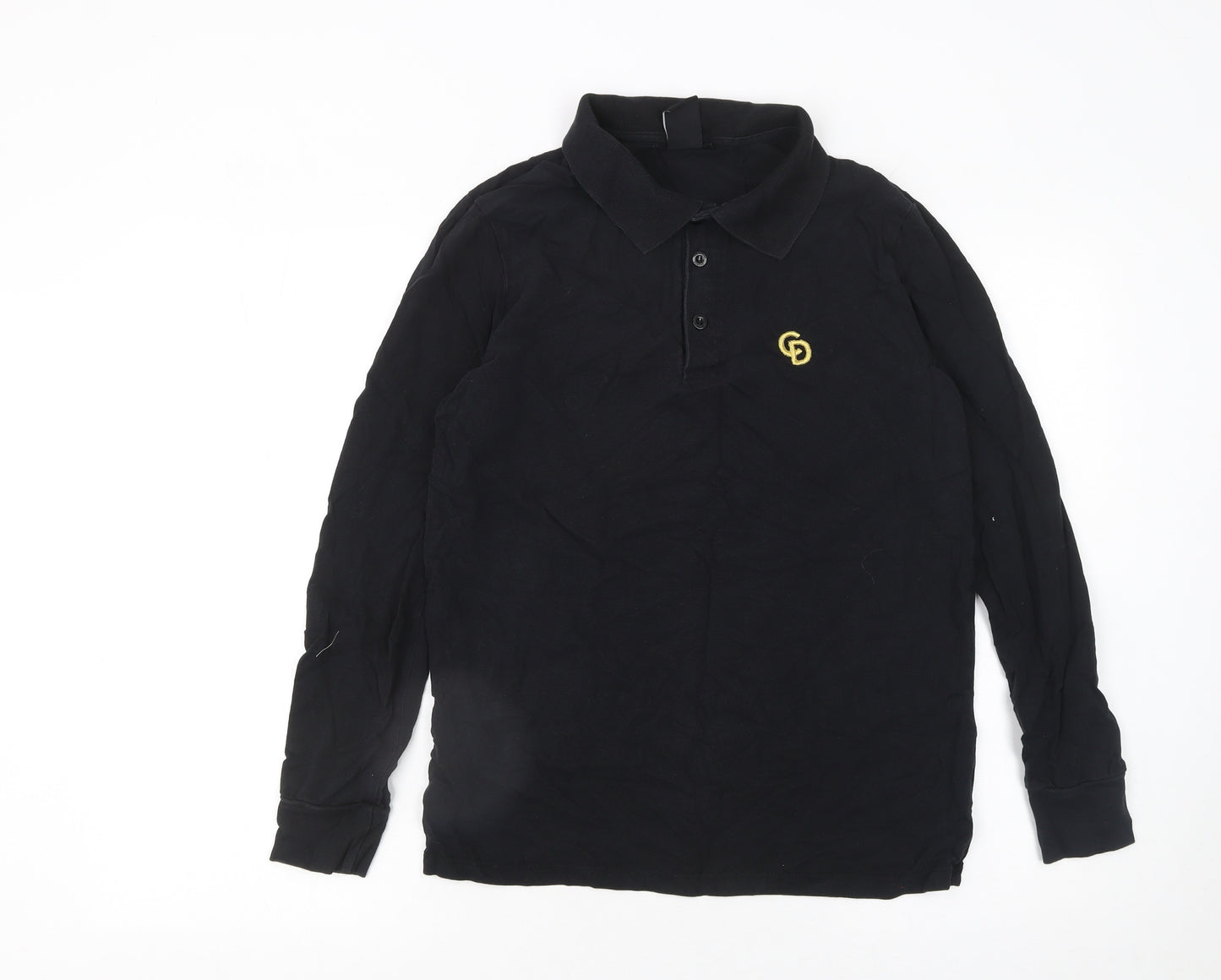 Criminal Damage x Topman Men's Black Long Sleeve Polo Shirt Size S