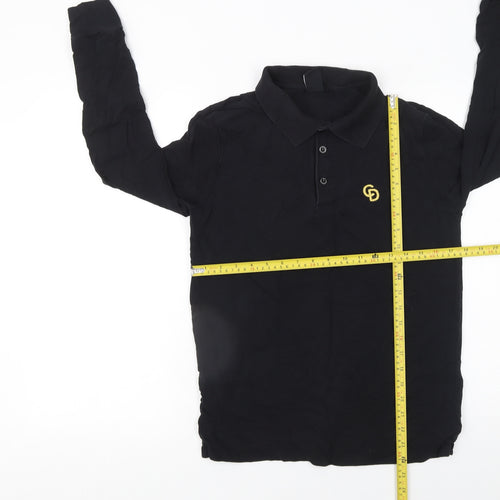 Criminal Damage x Topman Men's Black Long Sleeve Polo Shirt Size S