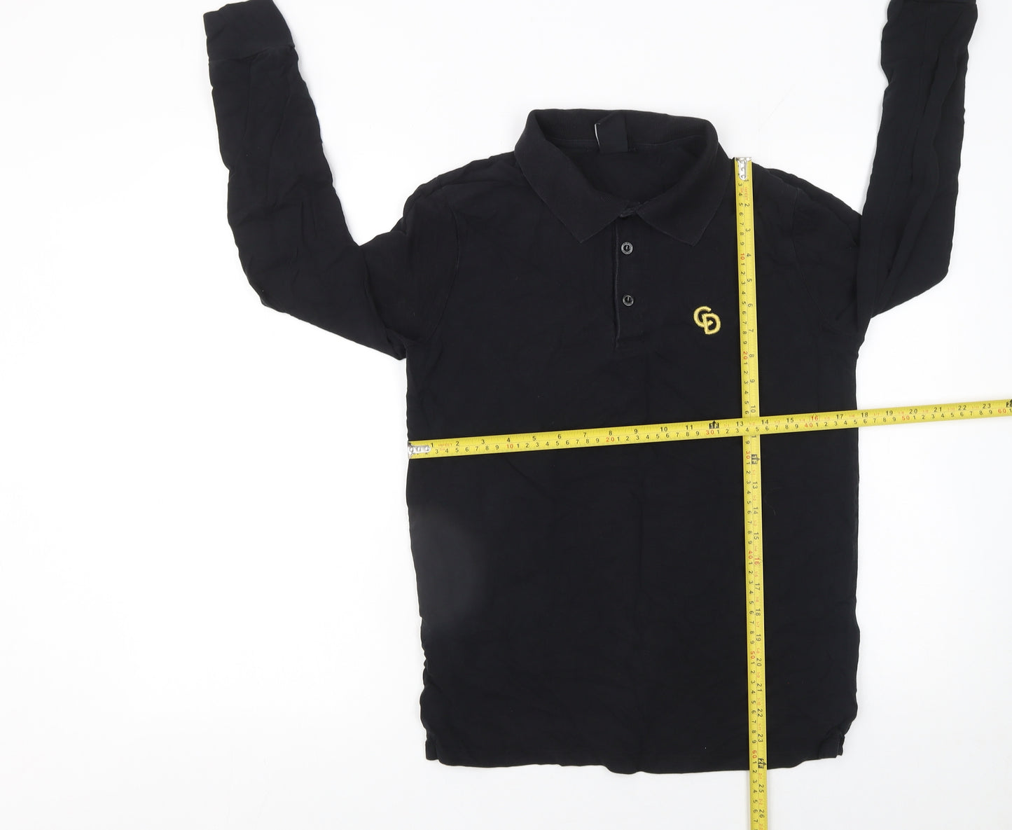 Criminal Damage x Topman Men's Black Long Sleeve Polo Shirt Size S