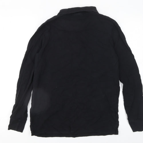 Criminal Damage x Topman Men's Black Long Sleeve Polo Shirt Size S