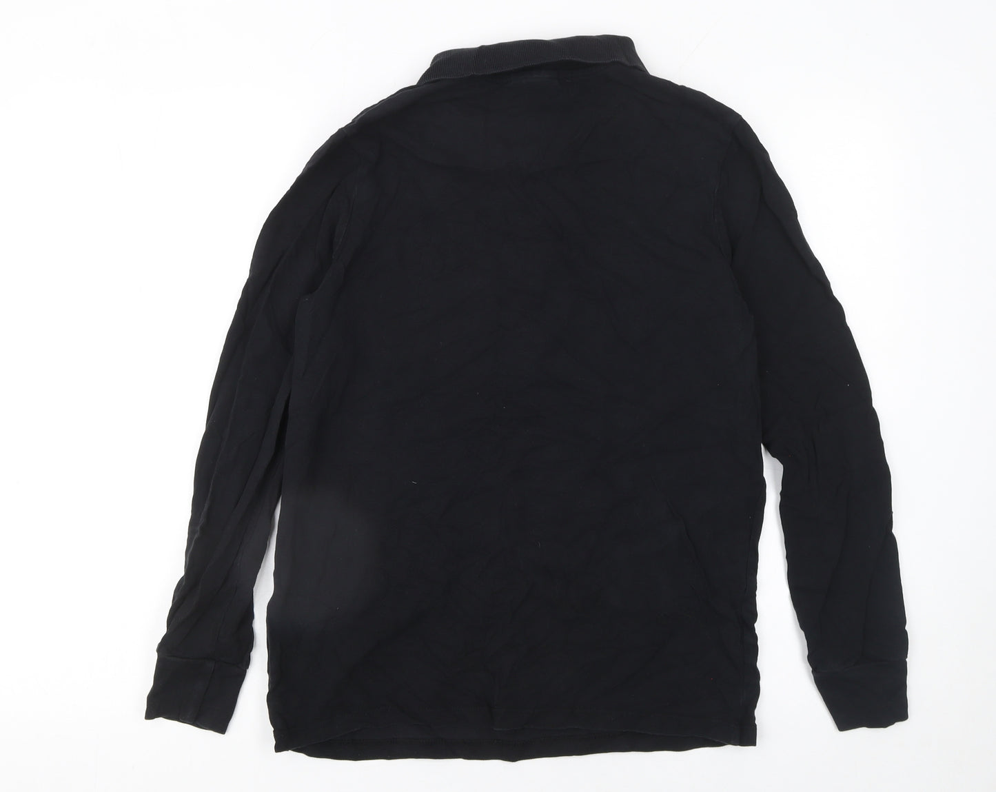 Criminal Damage x Topman Men's Black Long Sleeve Polo Shirt Size S