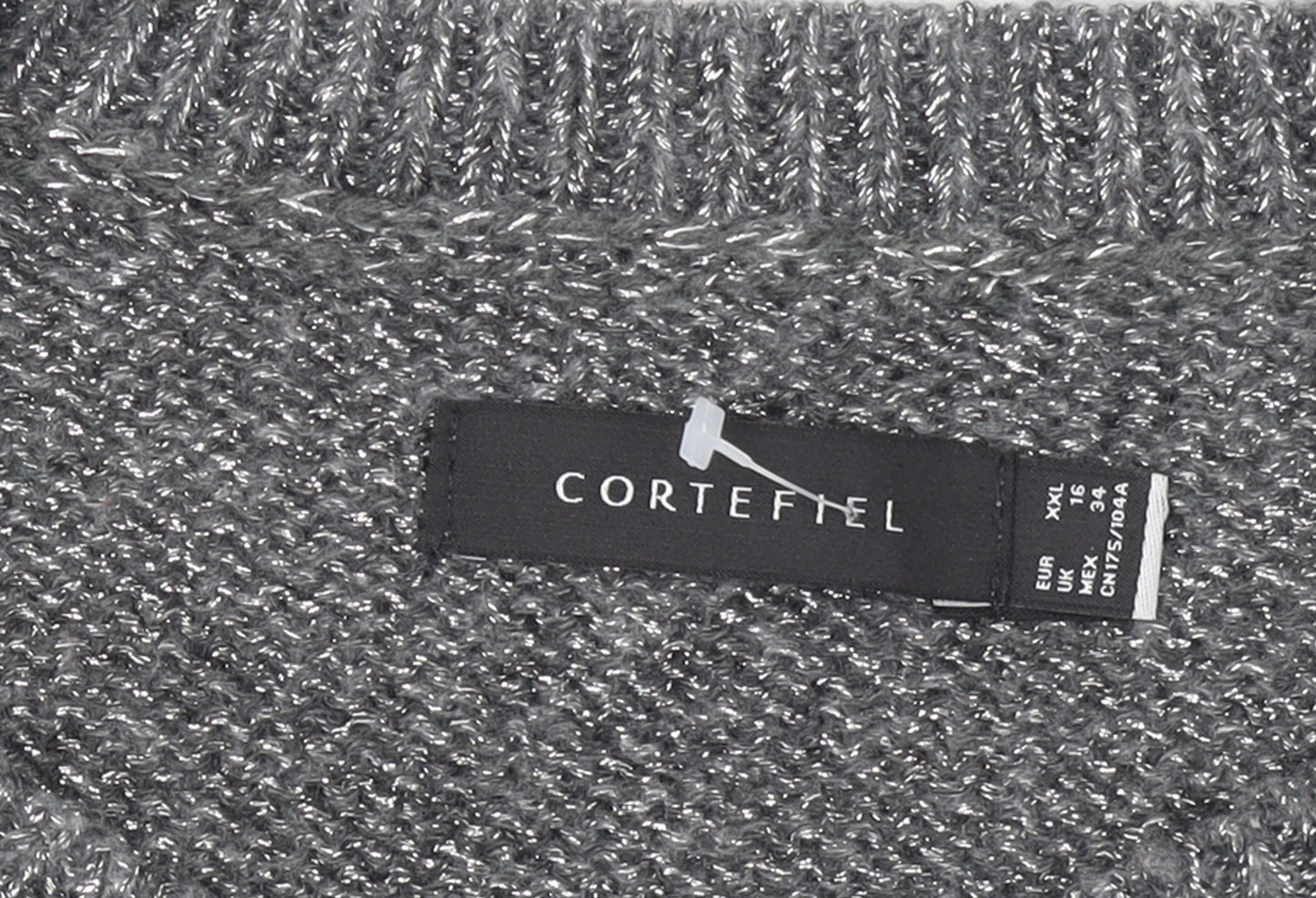 Cortefiel Women’s Grey Cable-Knit Crew Neck Pullover Jumper Size 16