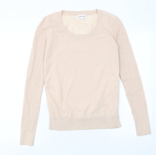 Calvin Klein Womens Beige XS Knit Pullover Jumper Viscose Blend