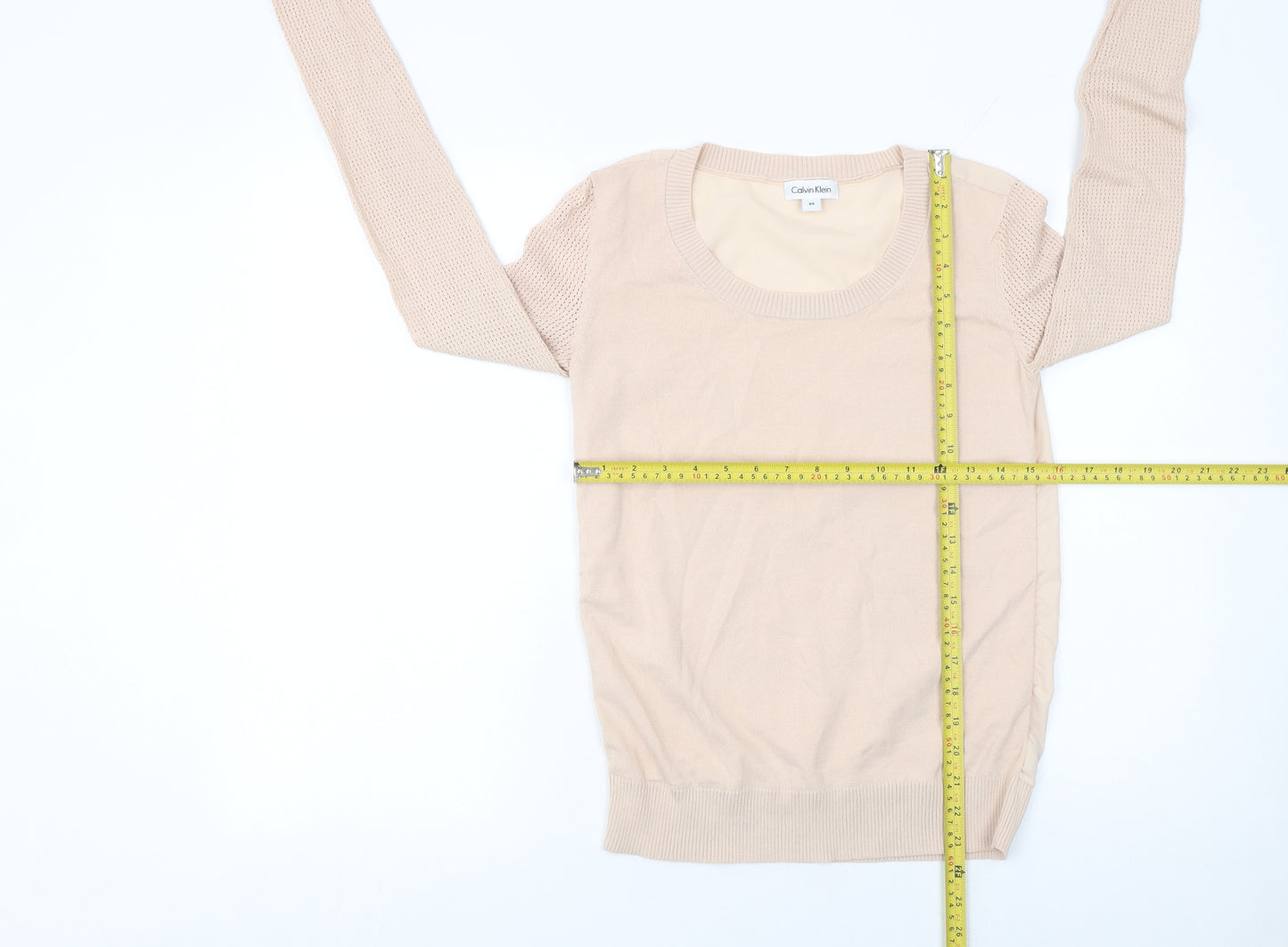 Calvin Klein Womens Beige XS Knit Pullover Jumper Viscose Blend